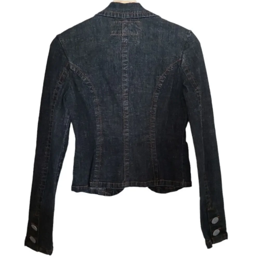 Younique Black Denim Blazer Tailored Jacket S Structured Workwear Casual Edgy